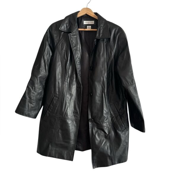 Preston & York Black Leather Jacket Sleek Contemporary Style - Picture 1 of 5